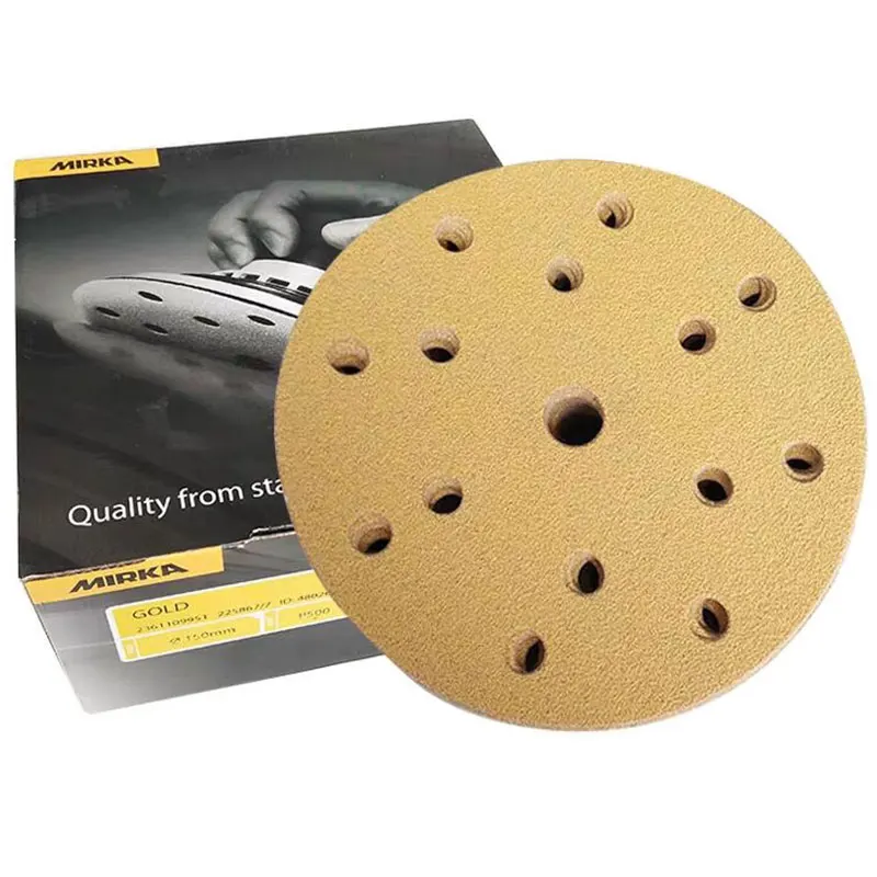 

6 Inch 15 Hole Sandpaper 150 MM Sanding Disc Wet and Dry Grit 600/800/ MIRKA Sanding Machine Sandpaper Original Finland