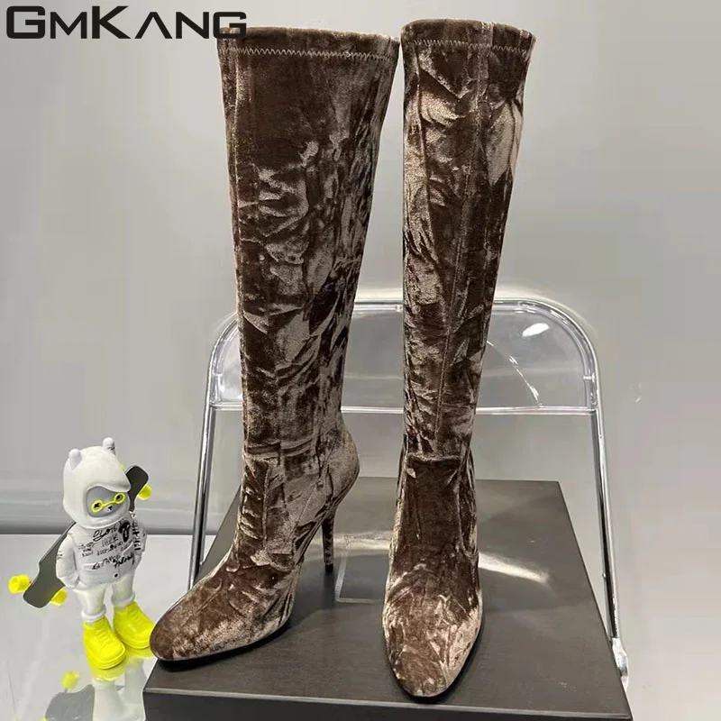 Super High Heels Thigh High Boots Woman Pointed Toe Runway Shoes Women Stiletto Long Boots Platform Over The Knee Boots Women