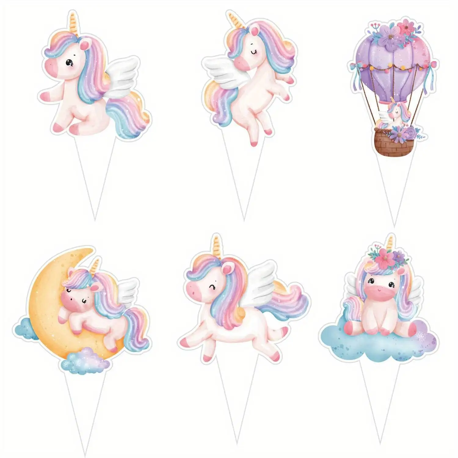 30Pcs Einhorn Cupcake Topper Karton Regenbogen Papier Topper Für Einhorn Alles Gute Zum Geburtstag Dekoration DIY Hochzeit Partei Liefert – Detail 4