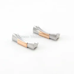 Exquisite Premium Stainless Steel Watchband End Link with Fine - Polished Finish - 21mm (Steel Rose)