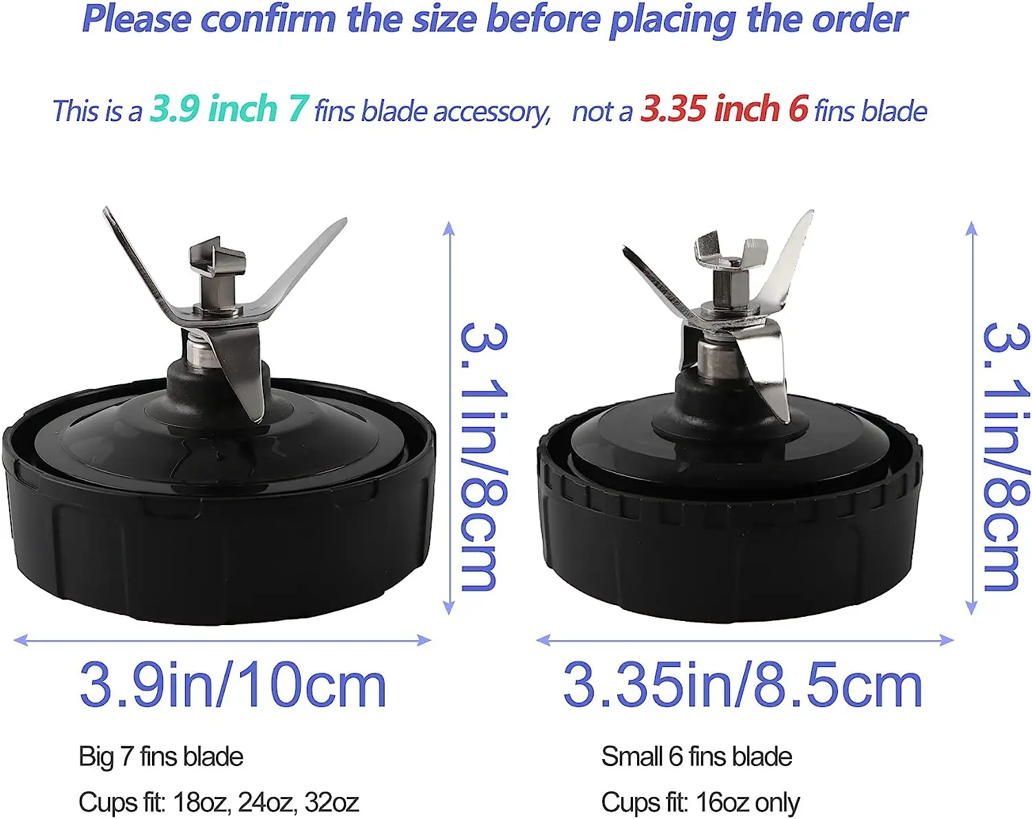 1-pack Extractor Blade Assembly 7 Fins Ninja Blender Replacement Parts Compatible with Ninja Blenders Auto iQ BL480 BL482 BL642 2