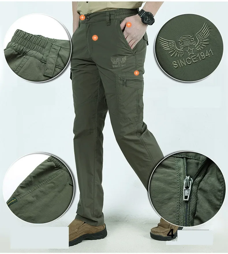 Quick Dry Casual Pants Men Summer Army Military Style Trousers Men's Tactical Cargo Pants Male lightweight Waterproof Trousers