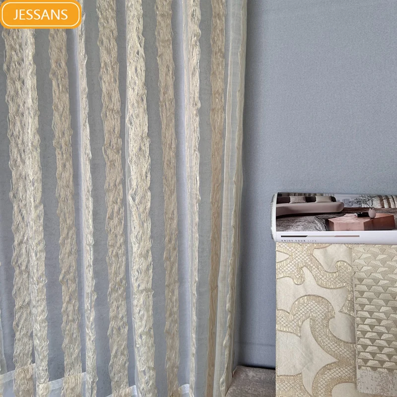 dourado-retro-stripe-janela-cortinas-ouro-jacquard-sala-quarto-frances-varanda-branco-tulle-personalizado