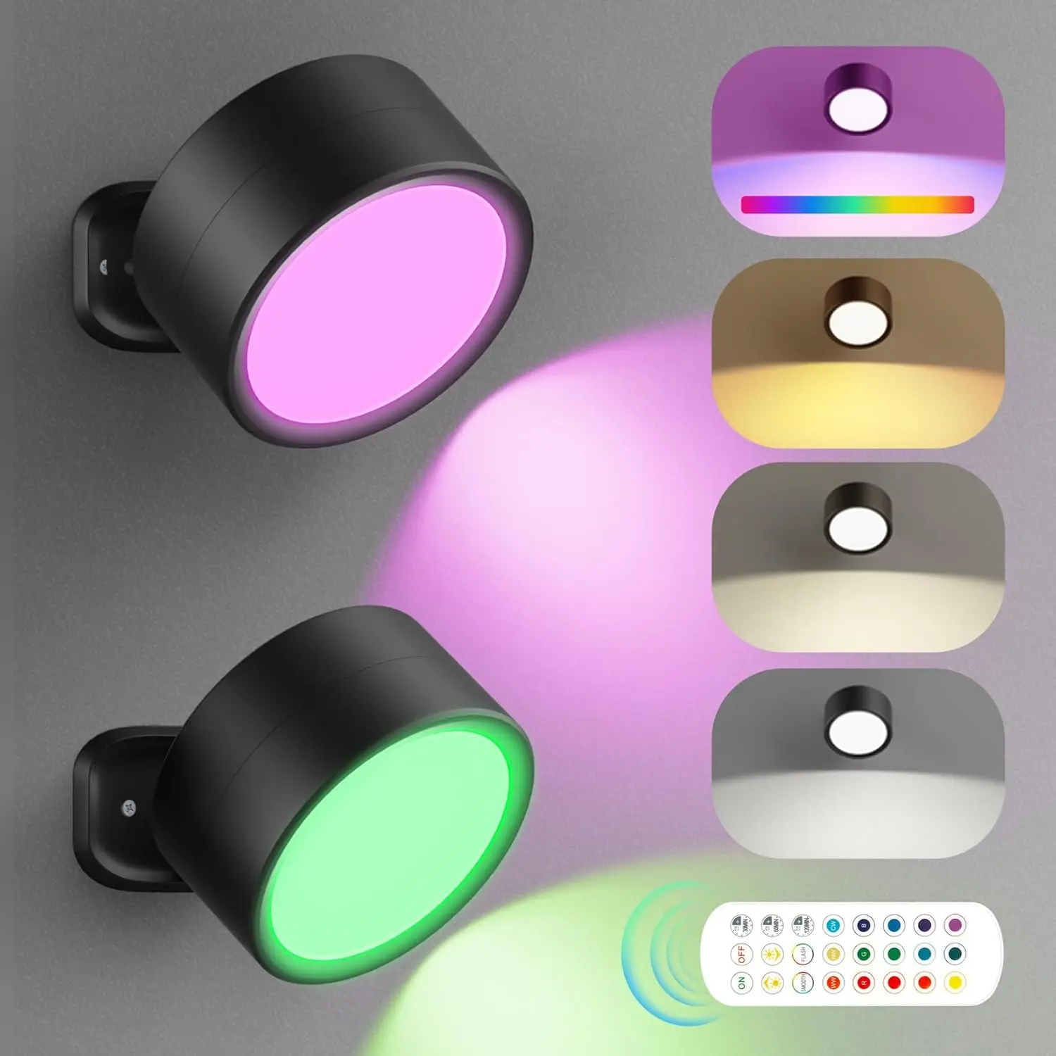 LED Light LED Wall Lamp Wall Light Magnetic Suction Lamp Magnetic LED Wall Lights 360&deg; Rotation Touch With Remote Control 12 Colors Dimmable Brightness for Bedroom Wireless Bedside Lamp