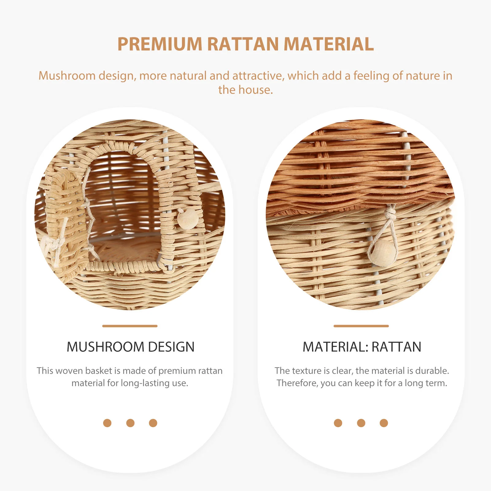 Rattan Mushroom Basket Woven Storage Bins Portable Desktop Adornment Trash Can Shape Photo Prop Containers Home ganization 3