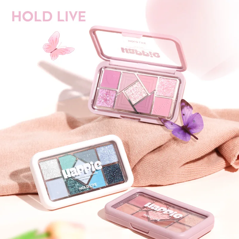 

HOLD LIVE Small Powder Frame Nine-color Eyeshadow Palette Earth Pink Blue Bead Blush Pure Desire Eyeshadow