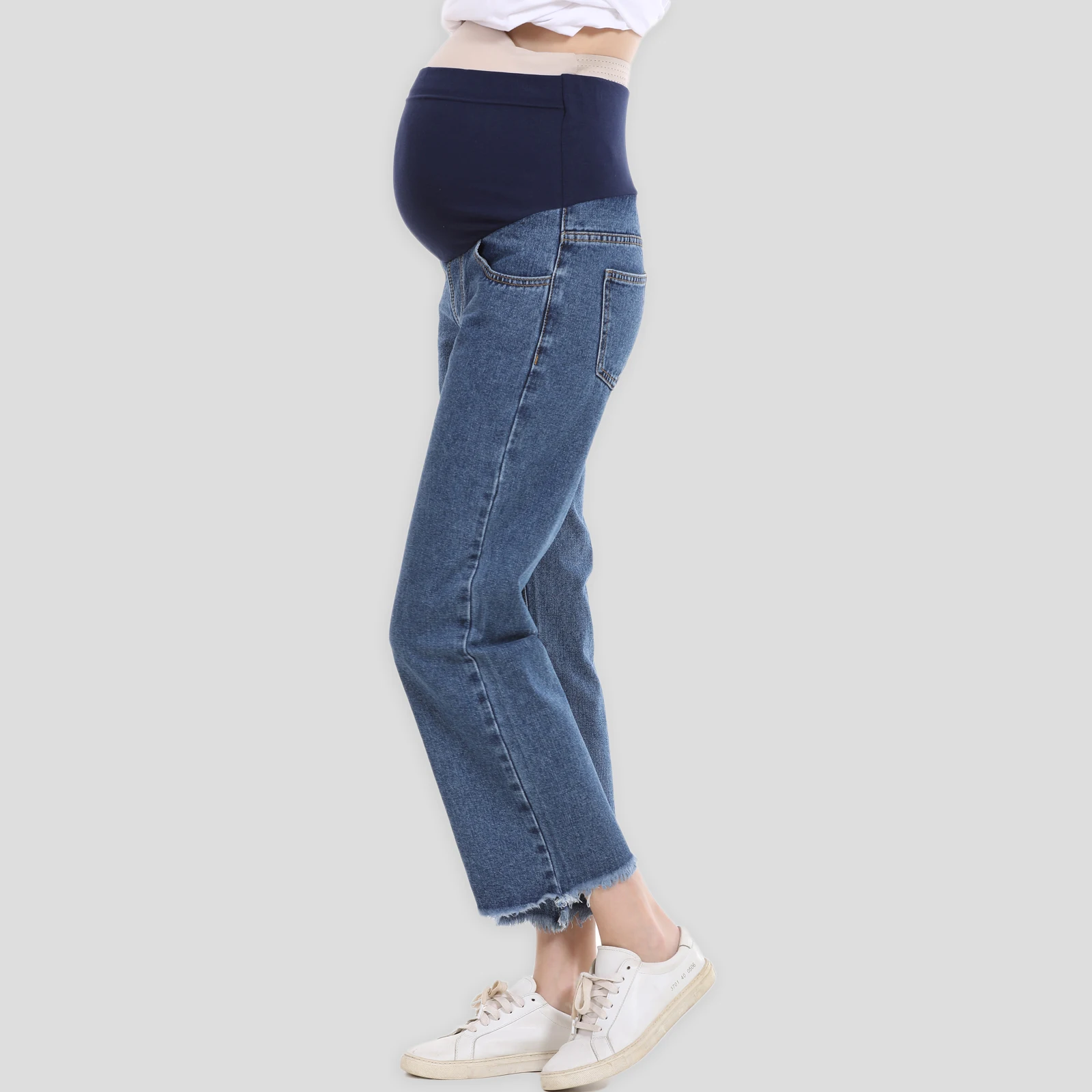 Maternity Pants For Pregnant Women Ajustabel Waist Band Pregnancy Jean Trousers Loose Straight Legging Bottoms Wide Leg Pants 3
