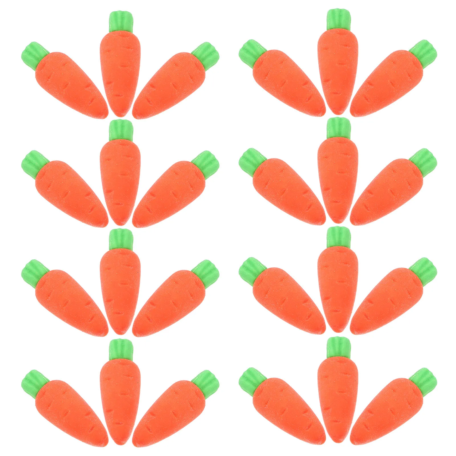어린이를위한 100Pcs 당근 지우개 귀여운 미니 지우개 대량 카와이 디자인 오래 지속되는 오류 지우기 휴대용 책상 장식 학교