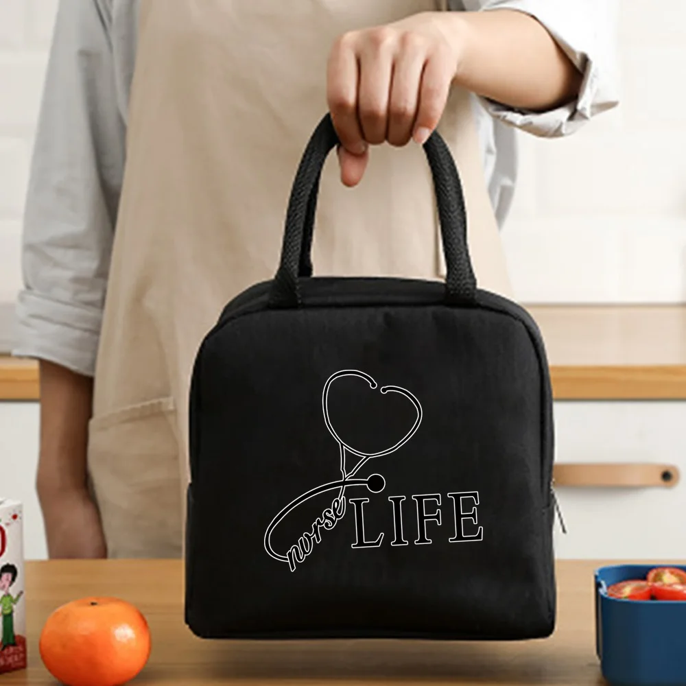 Insulated Lunch Bag Zipper Cooler Tote Thermal Bag Lunch Box Canvas Food Picnic Lunch Bags for Work Handbag Nurse Pattern Insulated Lunch Bag Zipper Cooler Tote Thermal Bag Lunch Box Canvas Food Picnic Lunch Bags for Work Handbag Nurse Pattern