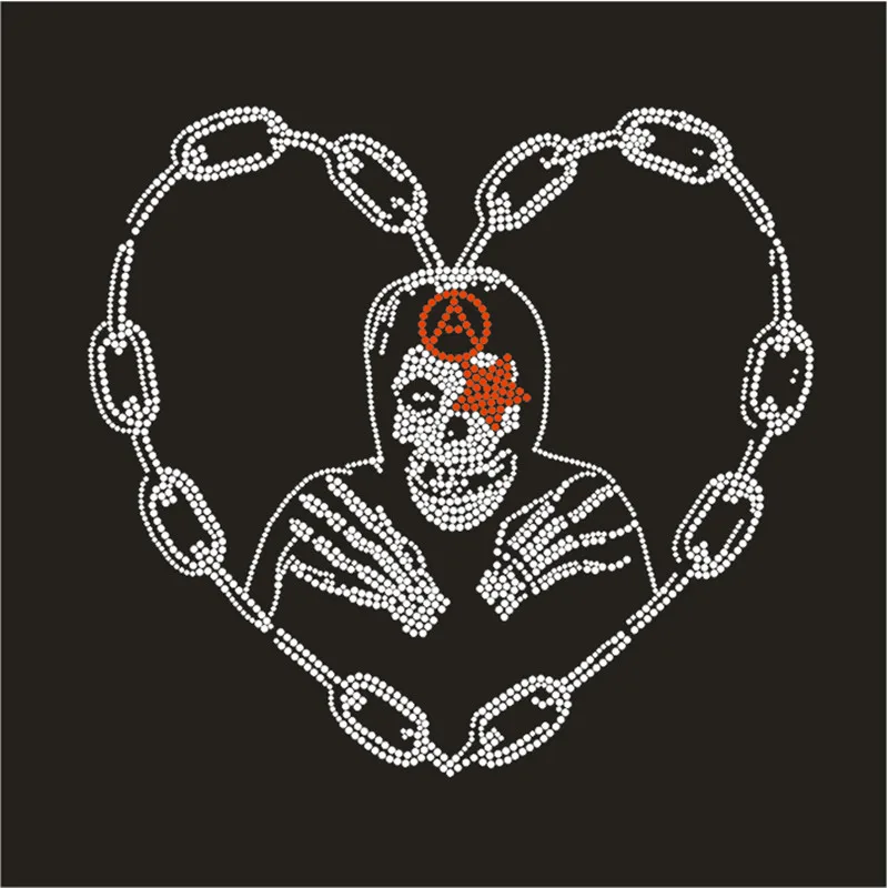 해골 핫픽스 스트 라스 모티브 맞춤형 라인석 아이언 크리스탈 스티커 의류 장식 Diy 스트 라스 패치 공예 아플리케