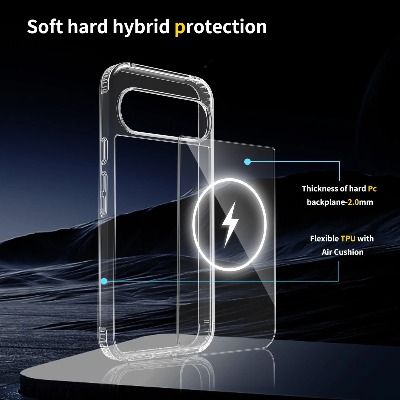 Crystal Clear Magnetic Wireless Charging Phone Case with Protective Cover