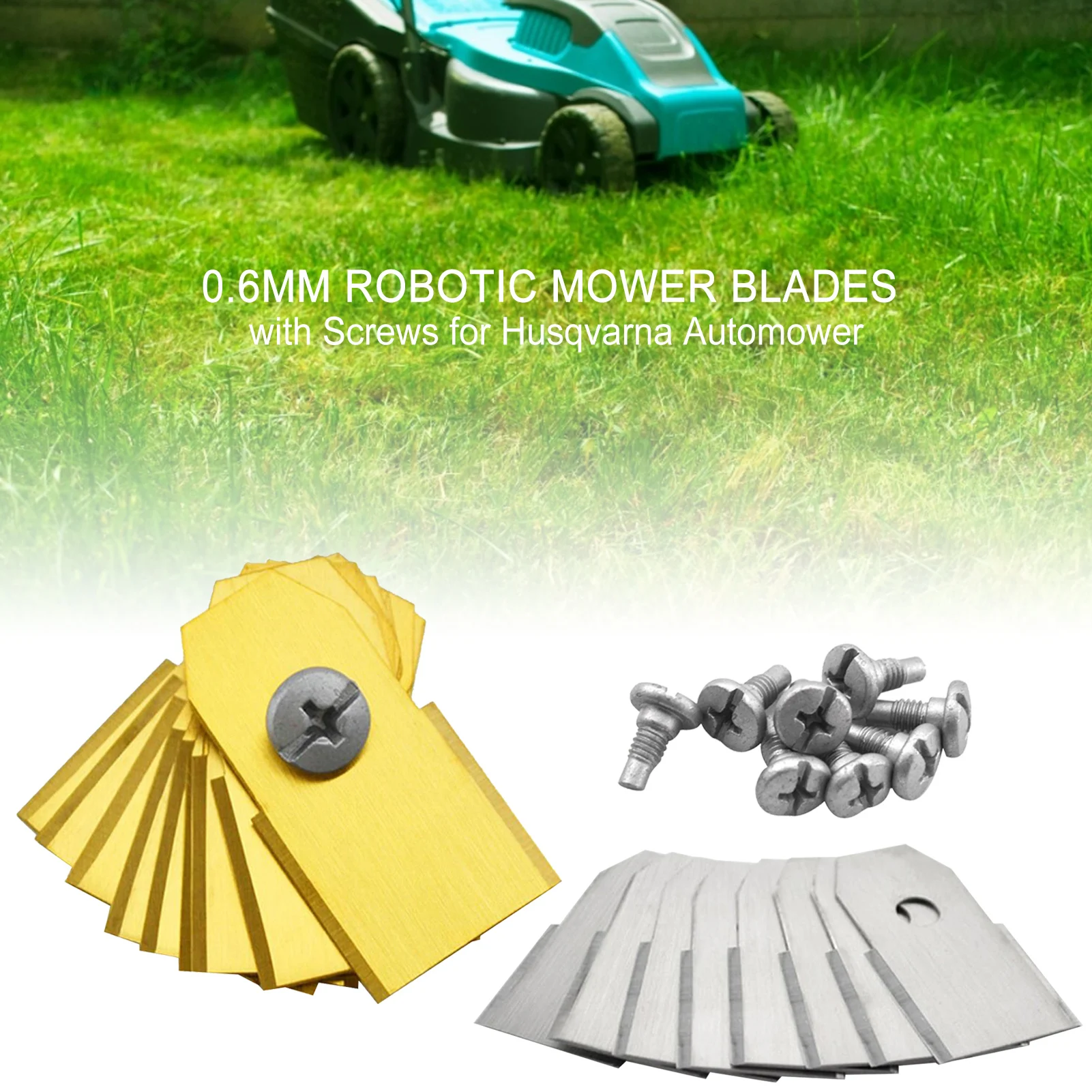 18pcs 0.6mm Silver Lawn Mower Blade Fit for Husqvarna Automower 305 308 Gardena 