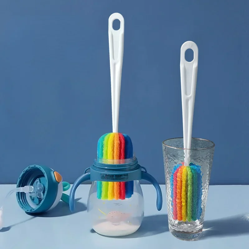 Simple Baby Bottle Clean Brush bottle cleaning brush bottle brush Long Handle Colorful Sponge Cup Brush Household Water Cup Household Cleaning Accessories
