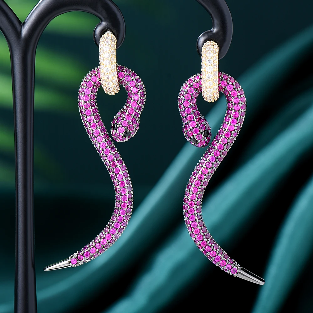 

Missvikki Luxury Romantic Snake Pendant Earrings Drop CZ Earrings Bohemia Women Sexy Girls Party Daily Jewelry High Quality