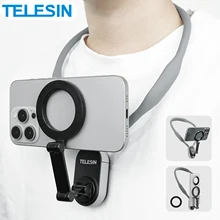 TELESIN Silicone Magnetic Neck Mount Quick Release Hold for Iphone 15 14 13 12 11 10 SAMSUNG HUAWEI XIAOMI Phone Accessories