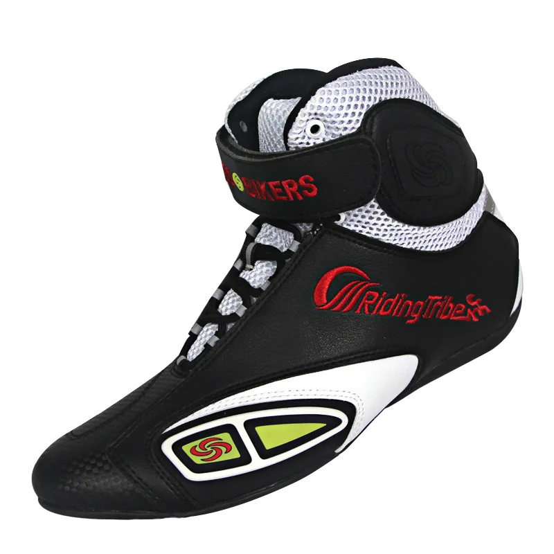 

Femal Men Motorcycle Boots PU Leather Non-slip Road Racing Shoes Spring Autumn Breathable Motorbike Boot