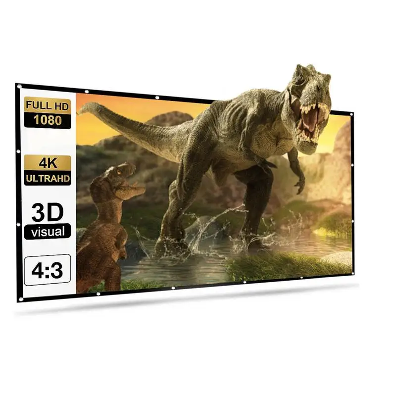 

Портативный складной экран для проектора, экран для домашнего кинотеатра, 150 дюйма, 4:3 дюйма