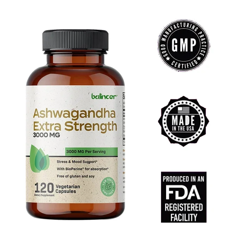 Balincer Ashwagandha Capsules Ashwagandha Extract Supplement Boost Energy, Relieve Stress, Support Mood & Focus