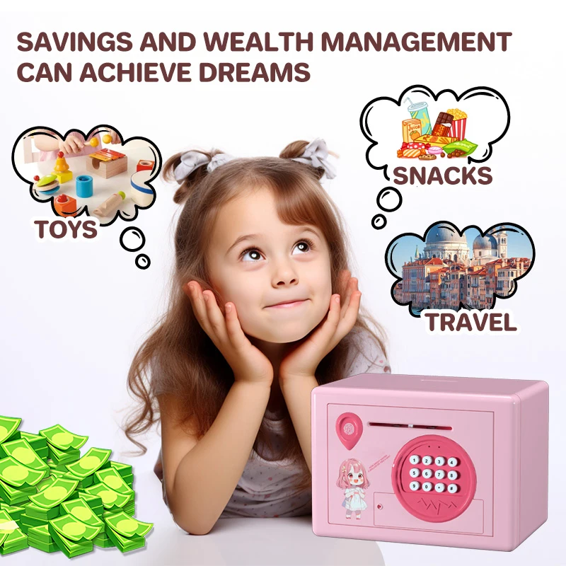 Piggy Bank Fingerprint Password Safe Box Electronic Money Boxes for Children Coins Deposit Cash Saving Safe Atm Machine Kid Gift 3