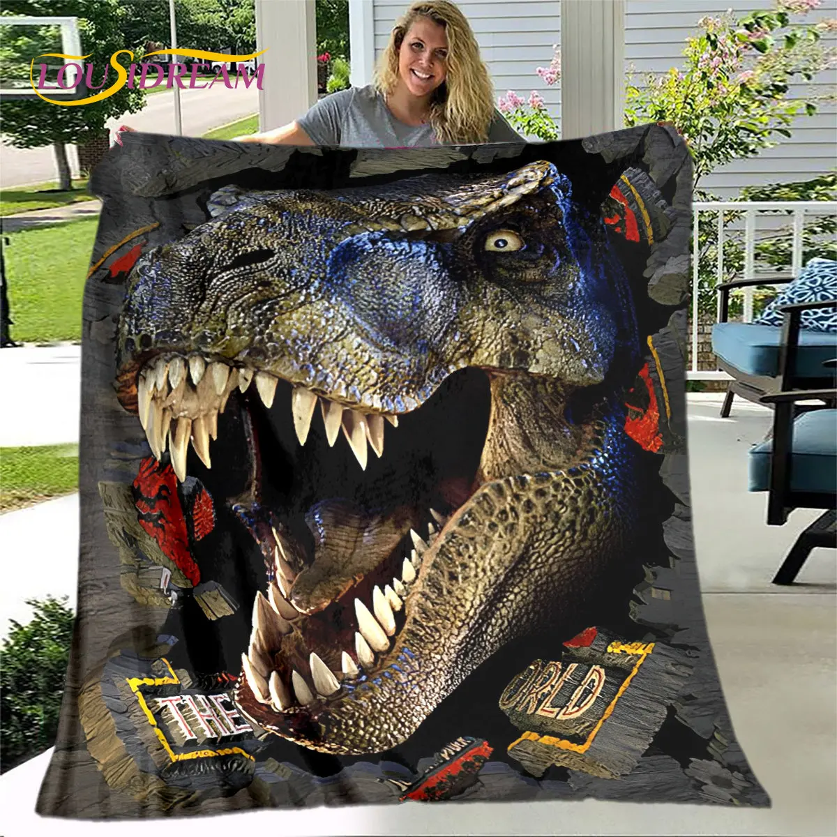 

3D Cartoon Children Dinosaur Blanket,Flannel Blanket Throw Blanket,Warm Blanket for Living Room Bedroom Beds Sofa Travel Gift