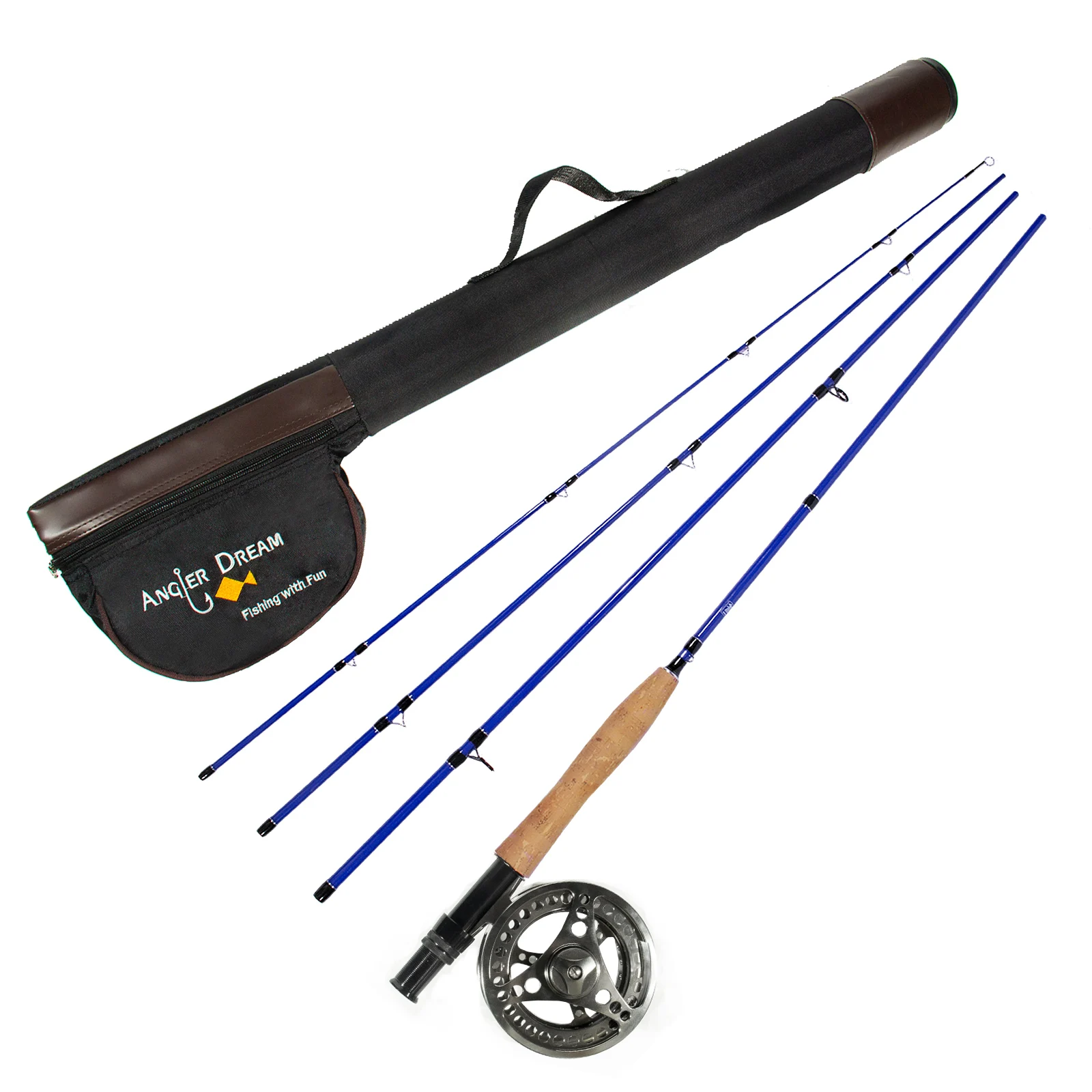 

ANGLER DREAM Fly Fishing Access Rod And EX-ALC Gunsmoke Reel Combo 3/5/8 WT Fly Fishing Combo for Starter 4 Pieces Fly Rod Kit