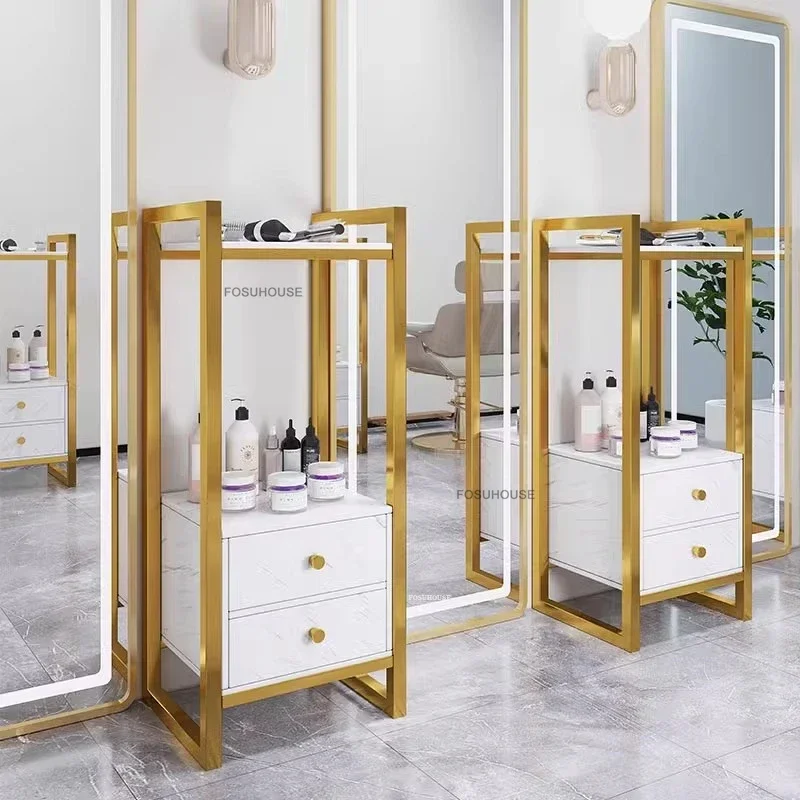 Professional Wooden Salon Trolleys Nordic Salon Furniture Beauty Auxiliary Cabinet with Wheels Storage Organizer Tool Cart