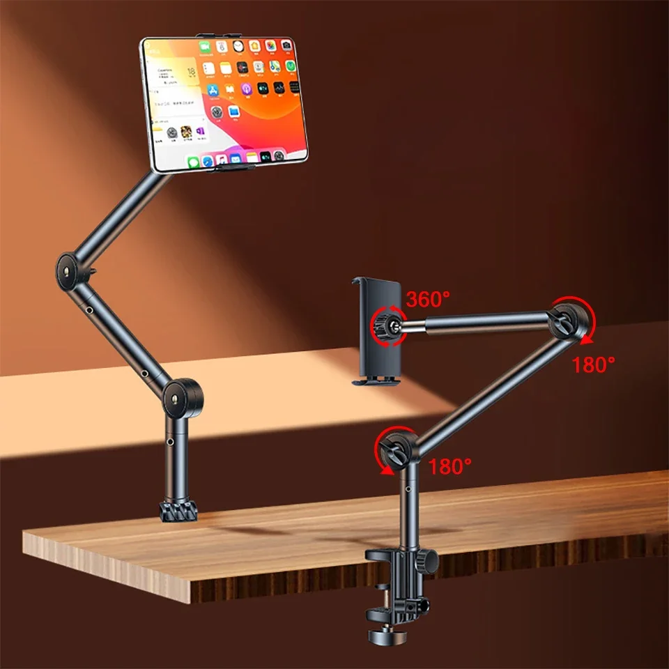 360 Adjustable Long Arm Tablet Holder Stand for 4 to 12.9inch Tablet Smartphone Bed Desktop Lazy Holder Bracket Support for iPad 10pcs lot custom pattern phone folding holder stand for cell phone smartphone universal support mobile holder epoxy resin diy