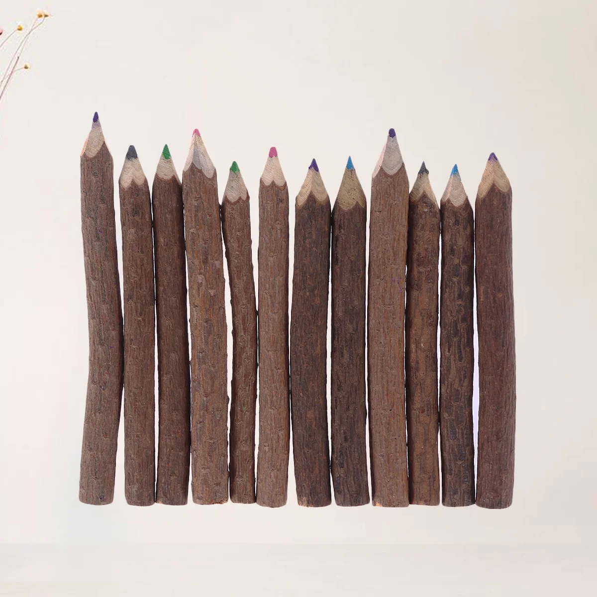 어린이용 가지색 연필, 천연 나무 연필, 소박한 나뭇 가지 연필, 나무 공예, DIY 장식, 방 장식, 파티