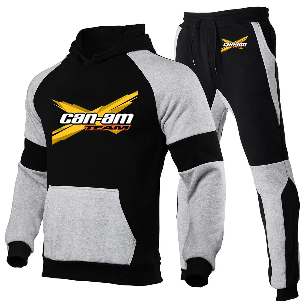 

CAN-AM BRP 2023 Men's New Splicing Cotton Sports Hoodies Tracksuit Printing Casual Sports Hoodie Tops And Trousers Two-Piece Set