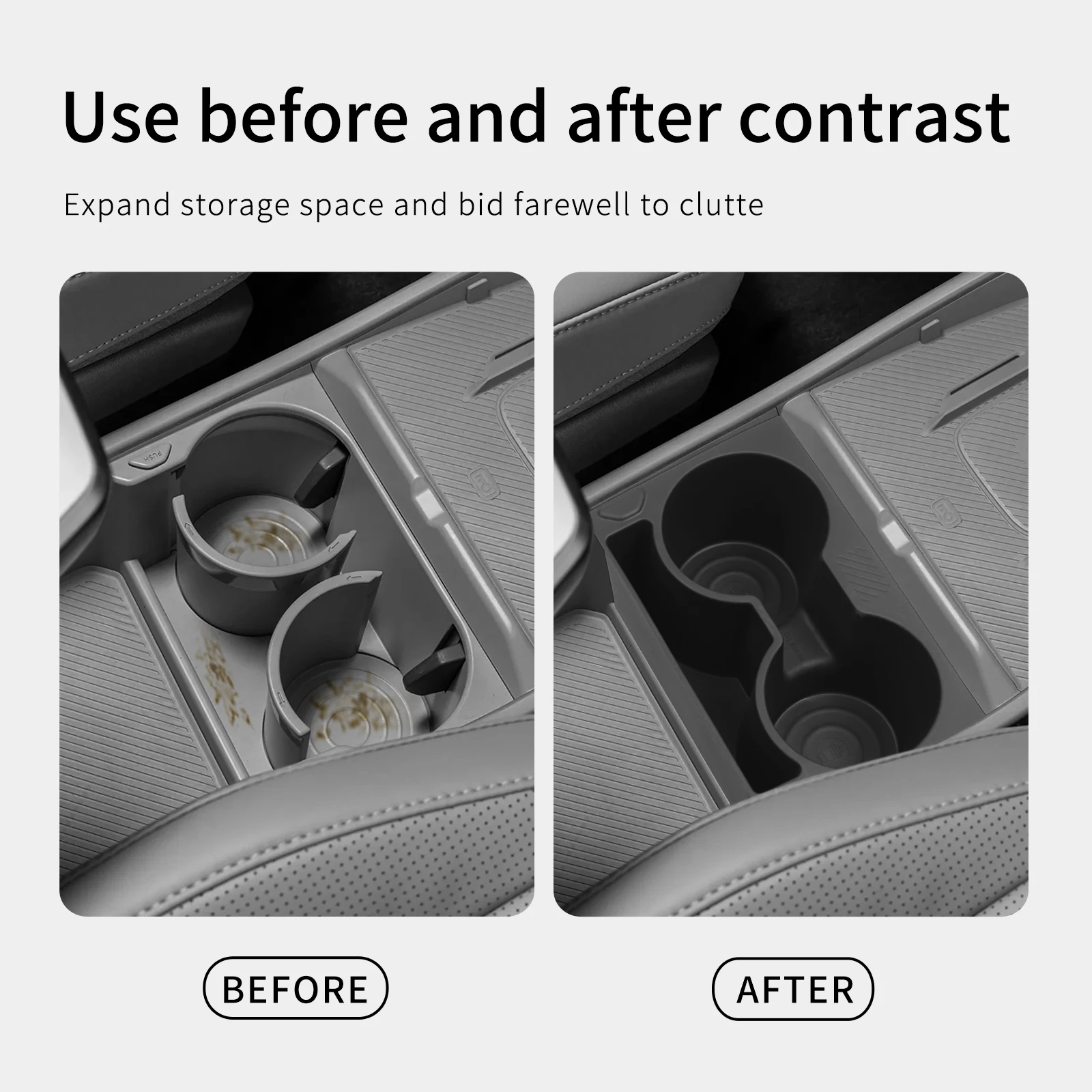 기아 EV3 EV4 2024-2026 센터 콘솔 워터 컵 홀더 충격 흡수 수납함 TPE 자동차 인테리어 액세서리 블랙