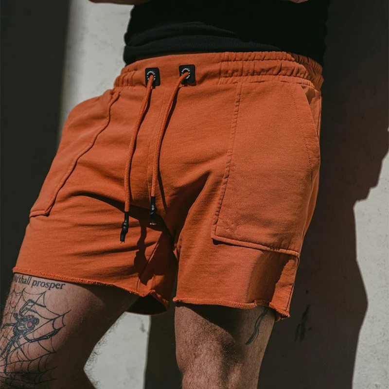 

Шорты мужские с большими карманами, повседневные модные однотонные свободные дышащие спортивные короткие штаны для отдыха, на шнурке, лето
