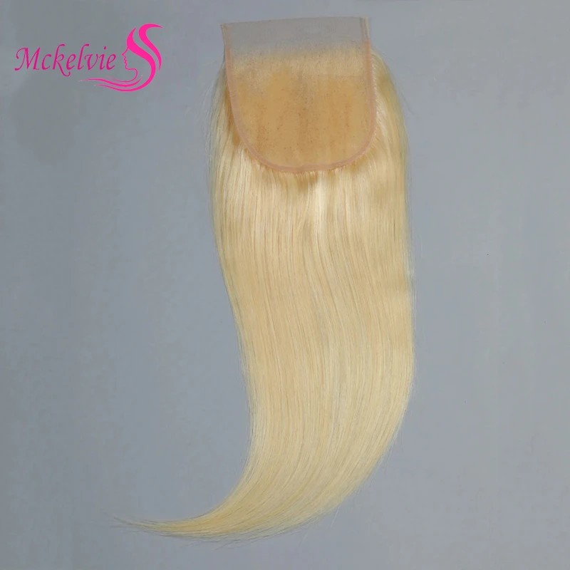 613 Honey Blonde 4x4 Transparent Lace Closure Bone Straight Pre-Plucked 150% Density Brazilian Virgin Hair 10-18 Inch Full End