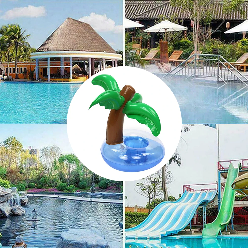 20-1Pcs Pool Inflatable Cup Holder Coconut Tree Style Inflatable Drink Coasters Cup Holder Float Cup Stand Pool Accessories