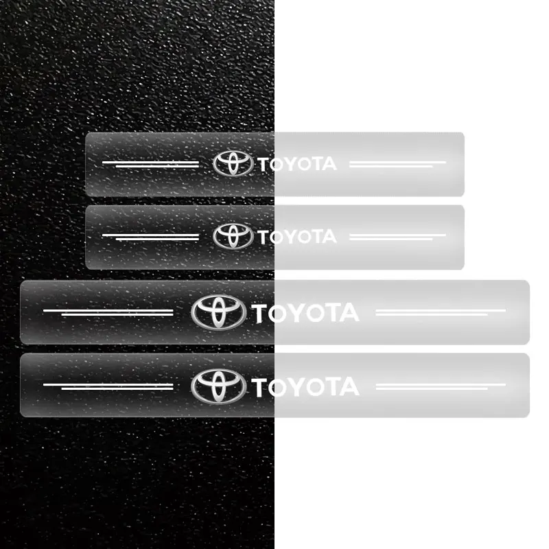 Car Threshold Protector Transparent Decorative Badge Sticker For Toyota C-hr Prado Rav4 Yaris Hilux Prius Avensis Corolla Camry