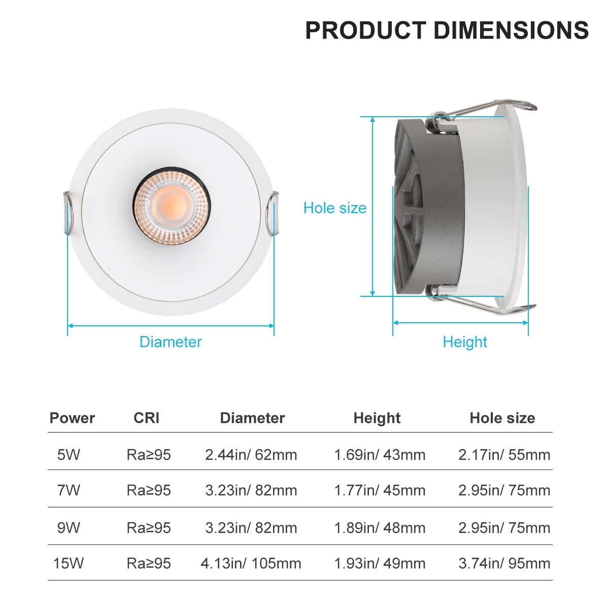 임베디드 높은 CRI 95 Tuya Zigbee DALI Smart 5 CCT 선택 가능 Led Cob 스포트라이트 초박형 로즈 골드 디밍 가능 천장 조명
