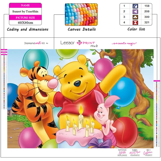 Completed Winnie the Pooh & Friends Diamond Dotz Painting Disney