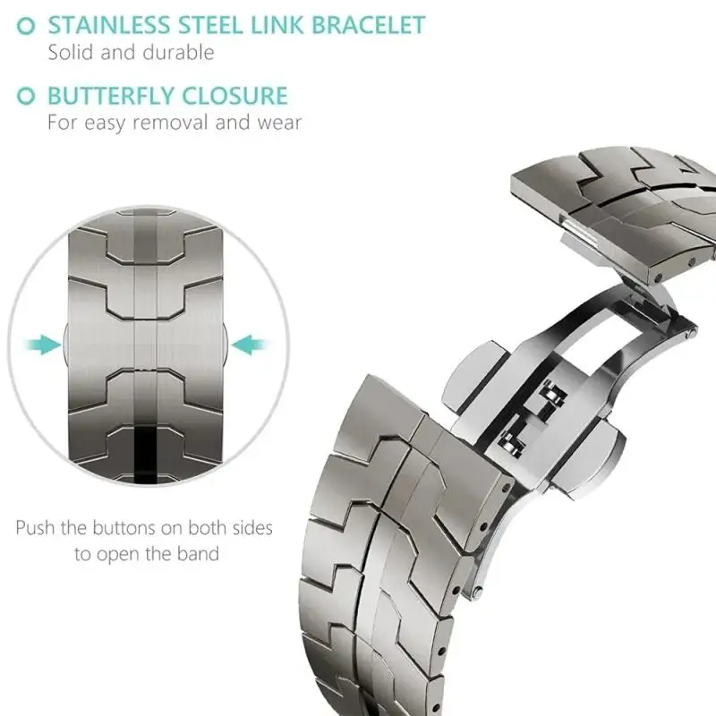 Stainless Steel Adjustable Watch Strap Bracelet - Compatible with Amazfit T-REX 3