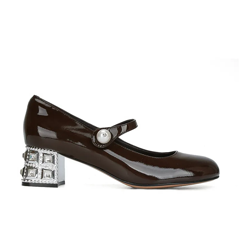 thumbnail image 1 of Zapatos de fiesta de primavera con punta redonda para mujer, estilo japonés, tacones altos gruesos, zapatos tipo Mary Jane, 1 of 4