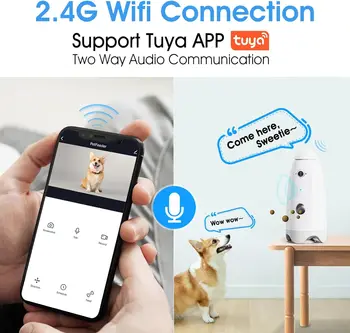 Home Full HD Pet Surveillance Camera - 2.4G WiFi App Control,Two-Way Audio, Night Vision, Remote Pet Food Feeder, Smart Dog Food 5