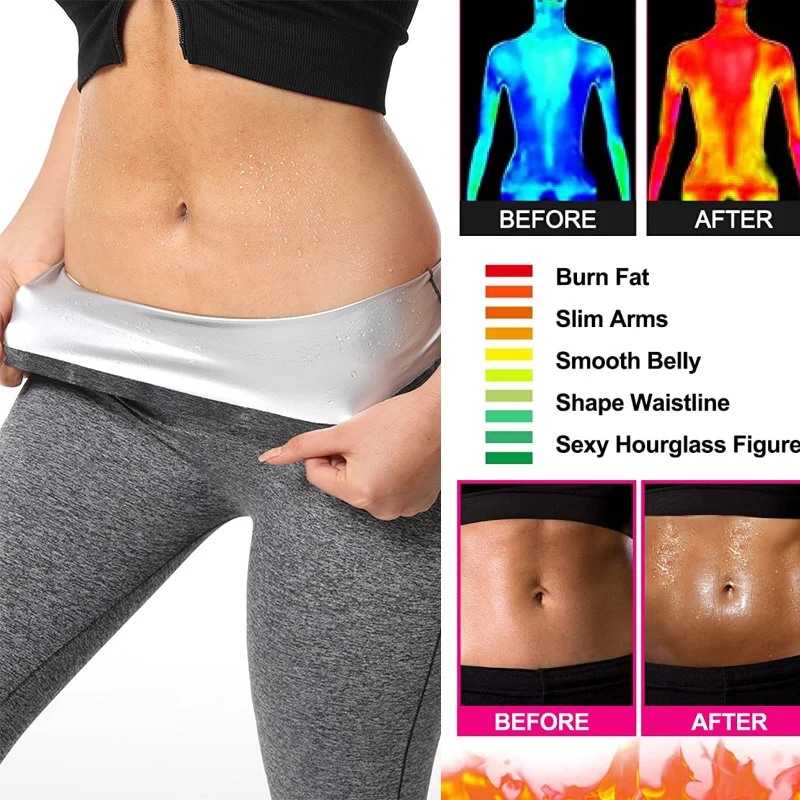 Aiithuug Silver Lined Body Shaper Leggings Polyurethane Heat Trapping Hot Sweating Pants Fat Burn Polymer Shapers Shapewear