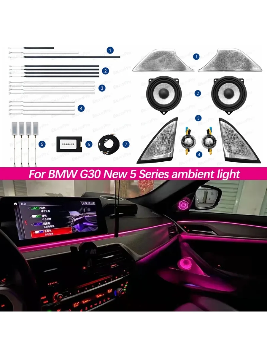 

LED Ambient Light Cover For BMW G30 New 5 Series Door Midrange Tweeter Lossless Sound Quality Speakers Horn Luminous Covers