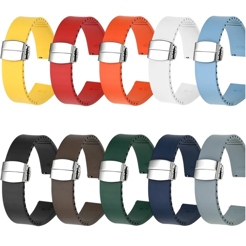 Premium FKM Rubber Quick Release Watch Band with Butterfly Buckle