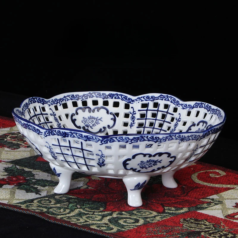 

Chinese Style Premium Display Tray For Home Living Room Organization Vintage Blue And White Porcelain Plate For Elegant Decor