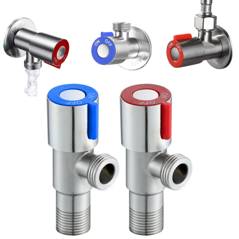 Inlet Valve Angle Valve Faucet Valve Toilet Tank Filling Valve Toilet Fill Valve Stainless Steel Hot Cold Inlet Valve Toilet Filling Angle Valves Sink Basin Water Heater Faucet Kitchen Bathroom Accessories