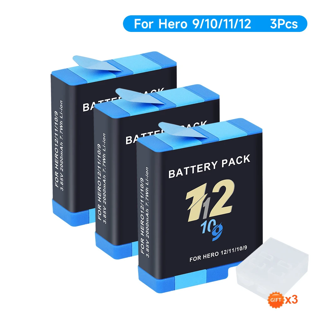 High-Capacity 2000mAh Battery with LCD Display 3-Slot Charger & Type-C Port