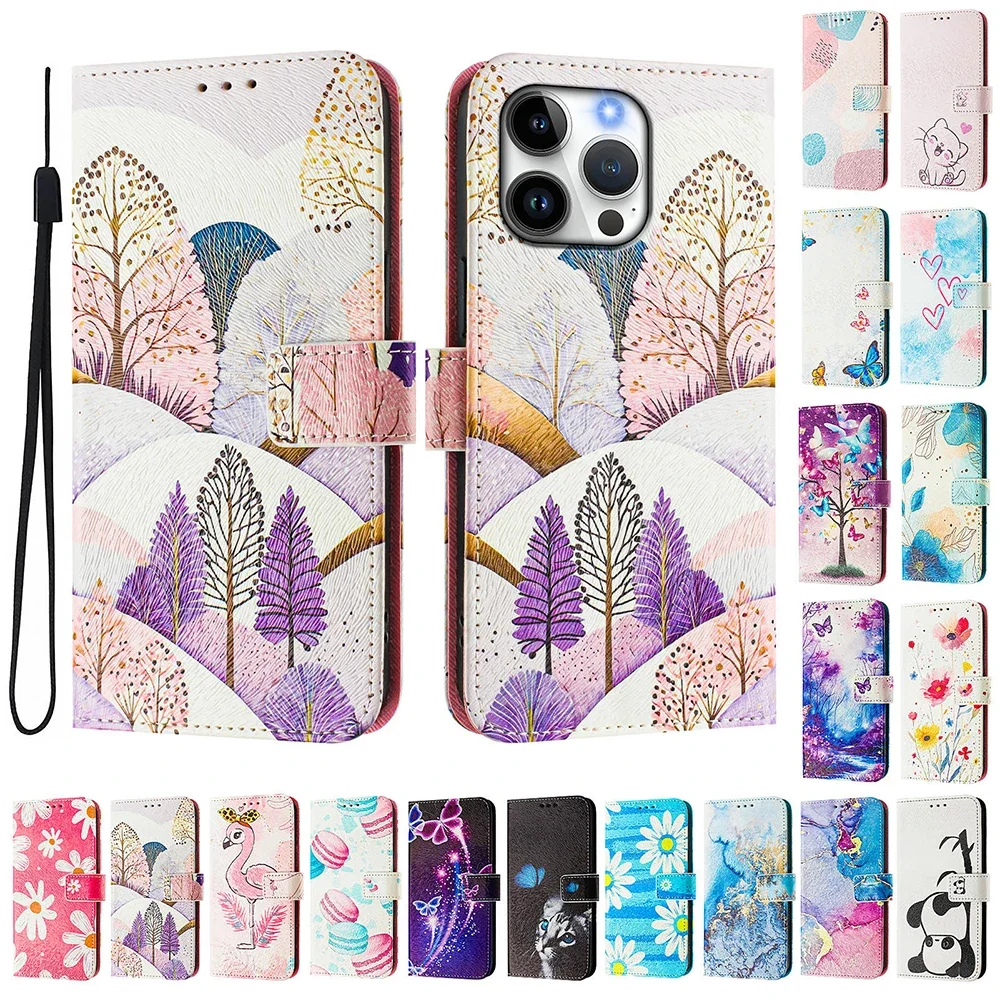Vibrant Artistic Wallet Case with Stand Flip Cover