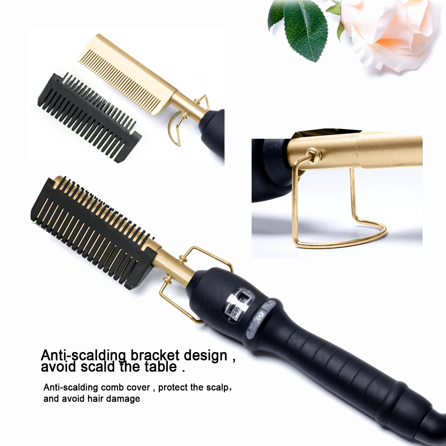 Hot Comb Hair Straightener Electric Hot Comb Brush Flat Iron Electric Heating Comb With LCD Display Hair Straightener For Wig 4