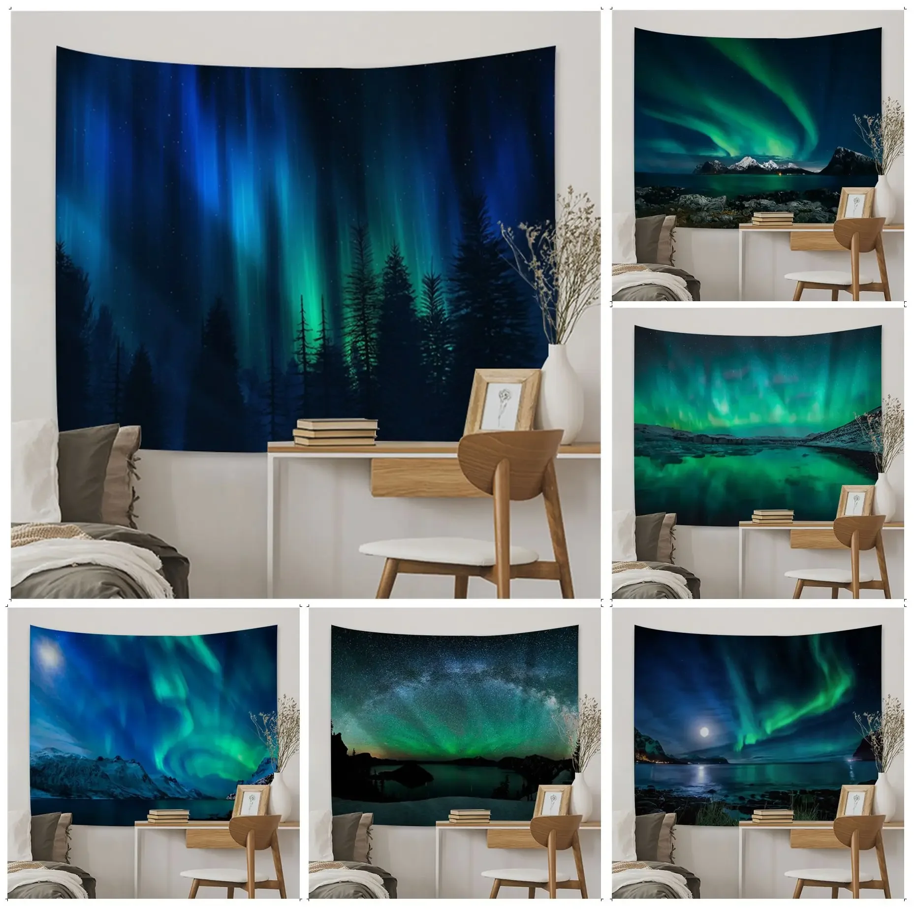 

Aurora Polar Lights Tapestry Tapestry Art Printing Japanese Wall Tapestry Anime Wall Hanging Home Decor