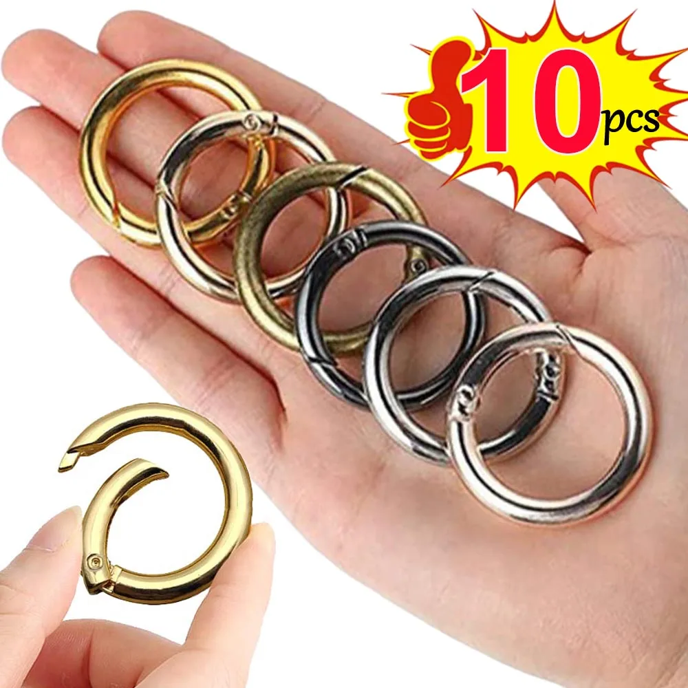 

10Pcs Spring O-Ring Buckles Clips Carabiner Purses Handbags Round Push Trigger Snap Hooks For DIY jewellery Making Accessories