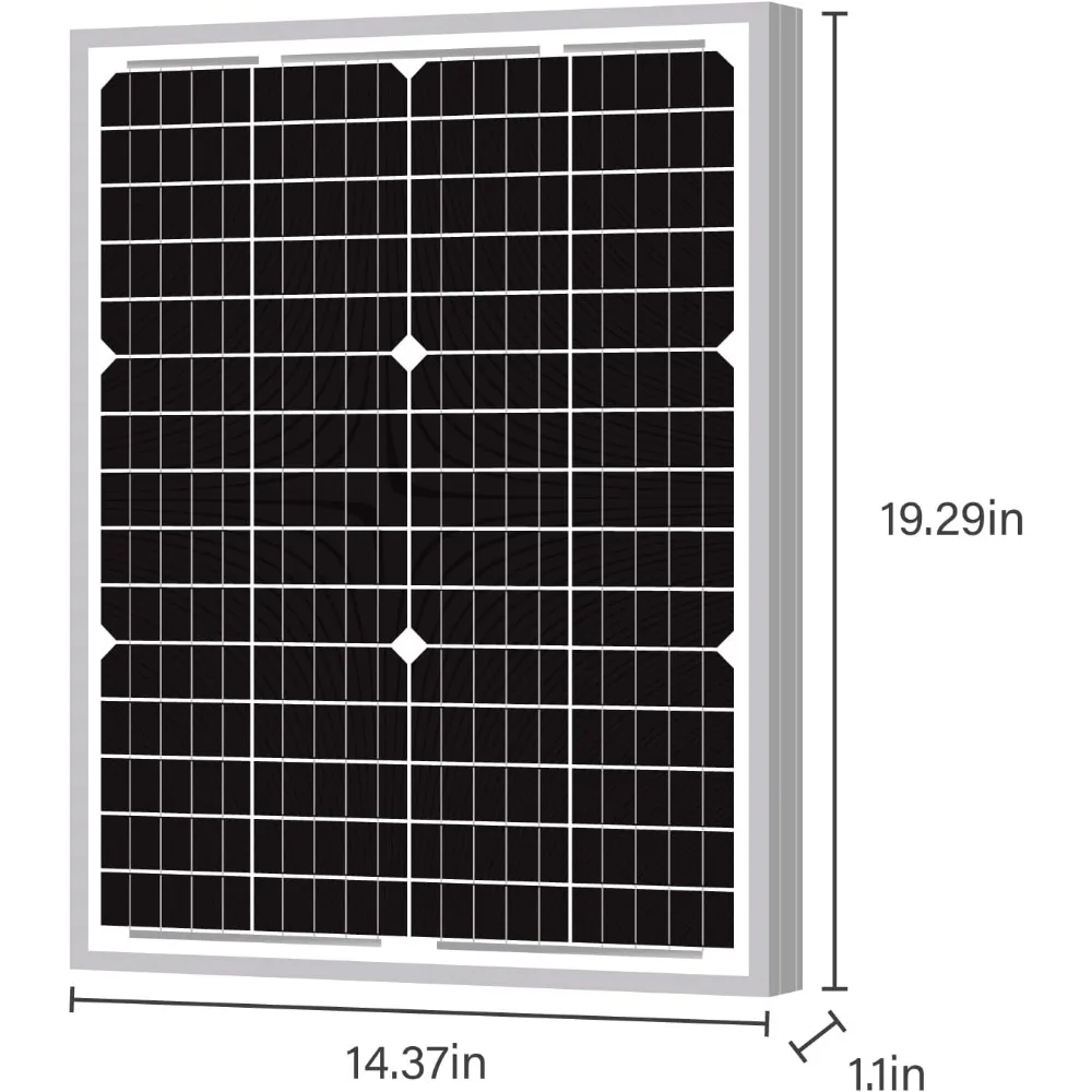 Newpowa 30W 24V Solar Panel High-Efficiency Monocrystalline 24V PV Module Designed for Off Grid System, Charge Your